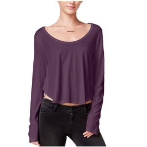 Chelsea Sky loose fit asymmetrical hem crop top